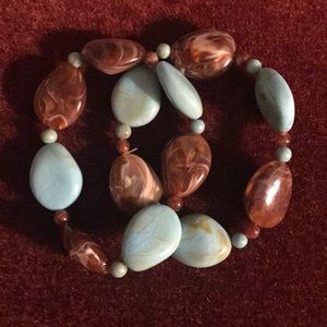 Pair 2 bracelets lightweight brown & turquoise